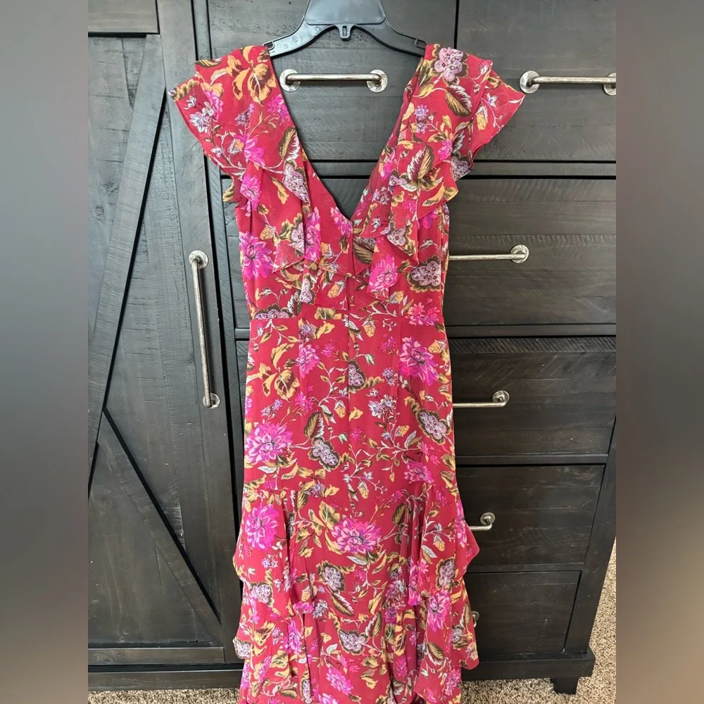 Wayf Red and Pink Floral High Low Dress - Picture 4 of 4
